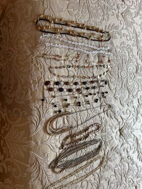 Mixed Costume Necklace Lot - Gold, Silver, Black, White